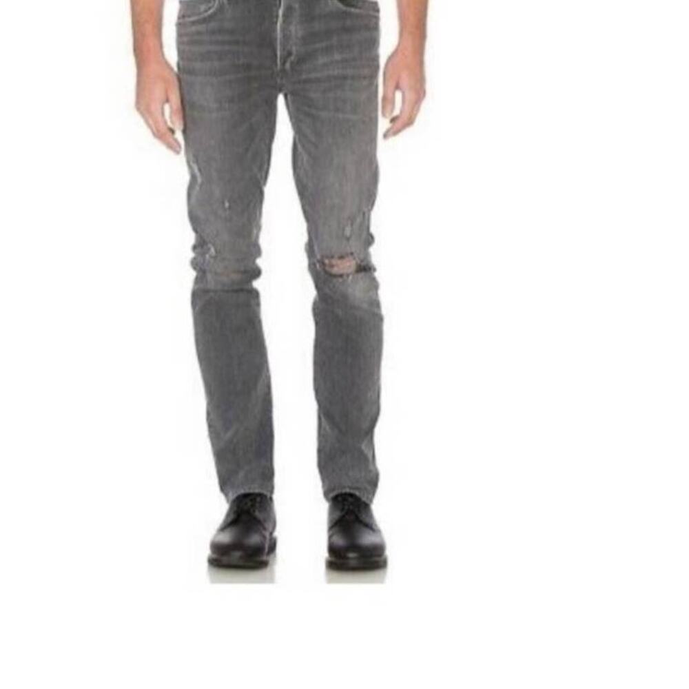 New Agolde Bowery Men Gray Super Skinny Ripped Knee Button Fly Jeans Size 32